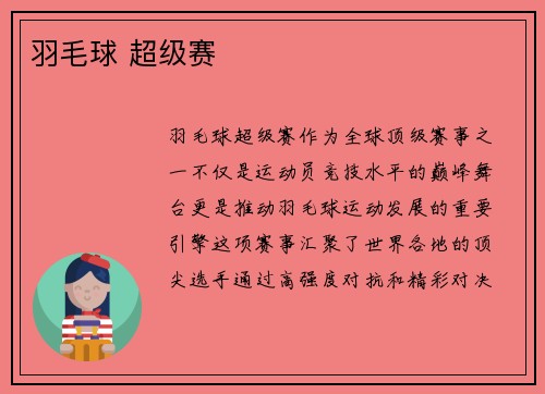 羽毛球 超级赛